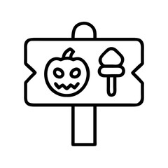 Halloween pumpkin ice cream sign vector illustration spooky treat holiday decoration design icon art