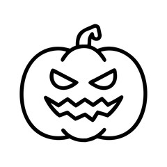 Halloween pumpkin outline drawing vector illustration jack o lantern spooky scary face design icon