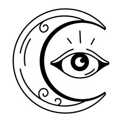 A doodle style icon of celestial eye tattoo

