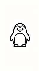 Fototapeta premium Penguin Illustration Simple Black and White Design