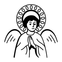 A hand drawn style icon of saint halo tattoo