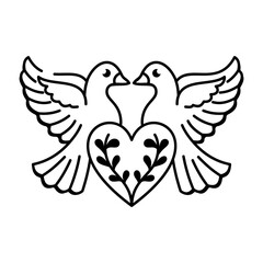 A hand drawn style icon of love birds tattoo

