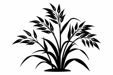 rice plant silhouette line art vector illustration