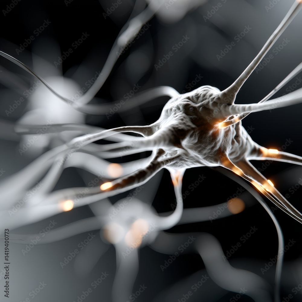 Poster Exploration of a Glowing AI Brain Formed by Intricate Circuits and Data Particles in a Cyberpunk-Inspired Dark Cosmic Space