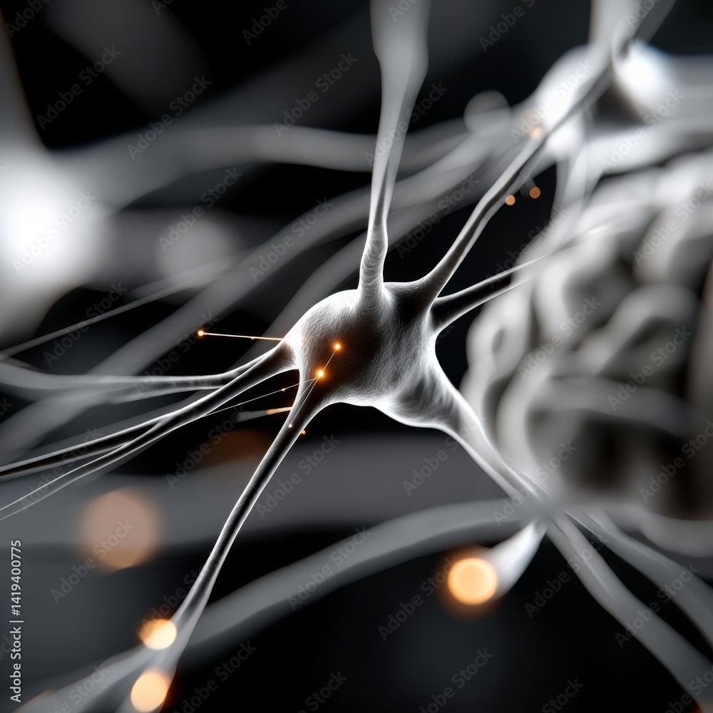 Poster Exploring the Intricate Beauty of an AI Brain Composed of Glowing Circuits and Dynamic Data Particles in a Cyberpunk Universe