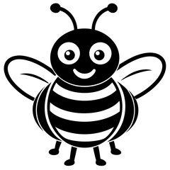 Honey bee mascot character vector silhouette illustration on white background