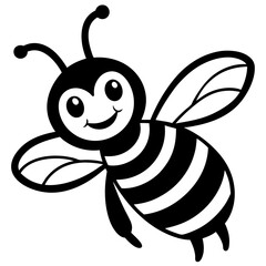 Honey bee mascot character vector silhouette illustration on white background