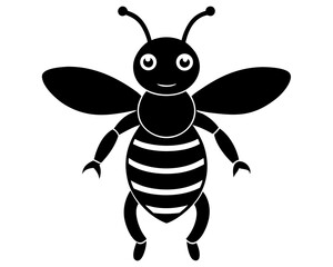 Honey bee mascot character icon vector silhouette illustration on white background