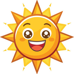 A mascot logo of a cheerful and energetic cartoon sun with stylized rays forming a smile, representing positivity and energy for a solar power company 