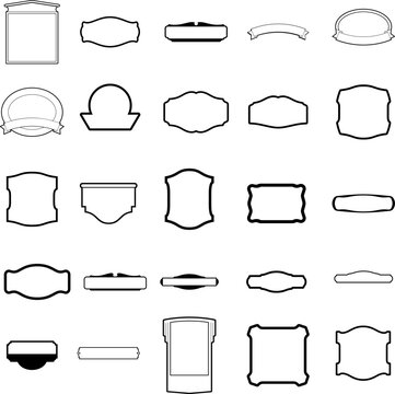 a set of black and white labels and frames