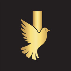 Initial Pigeon Logo combine with letter I vector template	