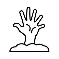 Zombie hand rising from grave halloween spooky horror dead undead scary monster vector icon art