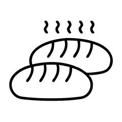 Freshly baked bread loafs with steam doodle vector illustration for bakery and food concepts