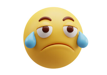 Fototapeta premium Sad Emoji: 3D Rendering of a Crying Face Emoji