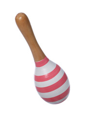 Colorful toy maraca isolated on white. Child's musical instrument