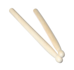 Toy drumsticks isolated on white. Child's musical instrument