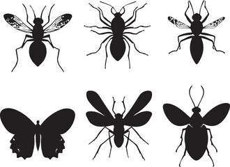 set of insects silhouettes