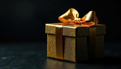 Intricate gold gift box pattern, dark background, graphic, celebration, design