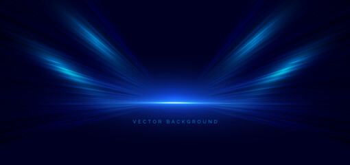 Abstract blue lines diagonal on dark blue background. Speed motion moving movement concept.
