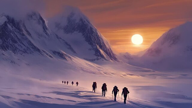 Exploring the snow-covered peaks: Mountaineers on a thrilling winter expedition adventure