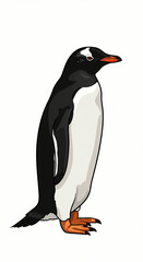 Obraz premium Standing Penguin with Orange Beak Cartoon Illustration