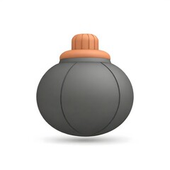A black grenade shaped object with an orange cap cartoon like appearance resembling a classic bomb