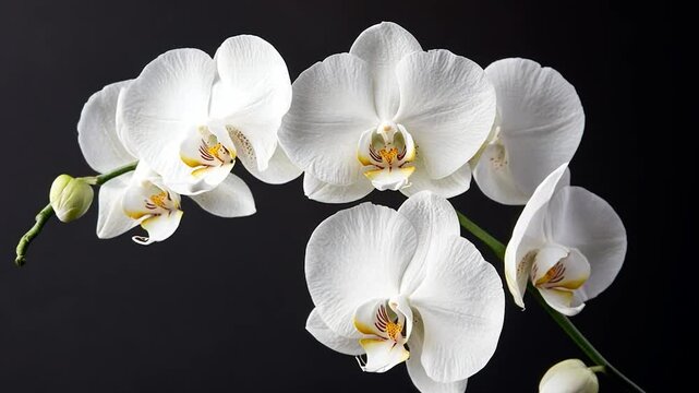 Elegant white orchids on dark background
