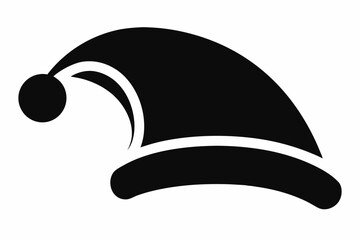 santa s hat silhouette line art vector illustration