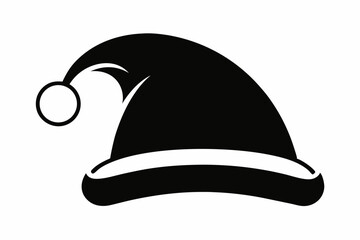 santa s hat silhouette line art vector illustration