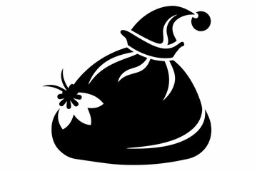 santa s sack silhouette line art vector illustration