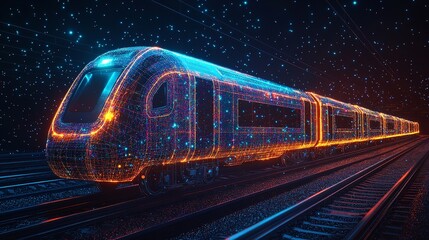 Futuristic train technology innovation transportation rail travel speed network digital system design concept