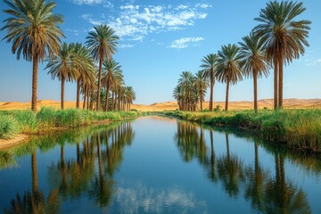 Obraz premium Desert oasis waterway reflection