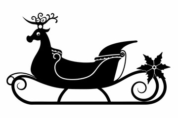 sleigh silhouette line art vector illustration