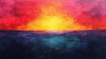 Fototapeta premium Fiery Sunset Over the Ocean: An Abstract Masterpiece