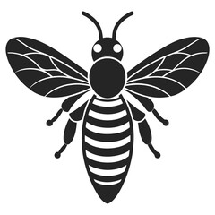 Honey bee insect vector silhouette illustration on white background