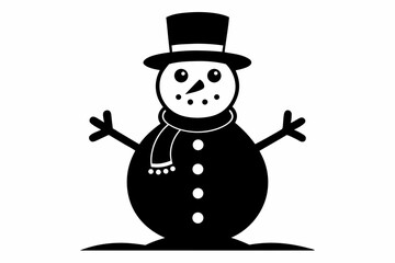 snowman silhouette line art vector illustration