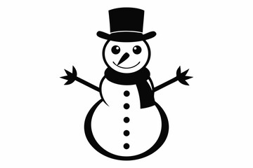 snowman silhouette line art vector illustration
