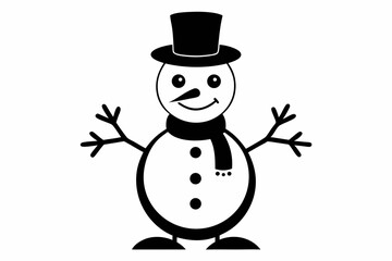 snowman silhouette line art vector illustration