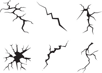 Obraz premium Collection of Black Crack and Fracture Illustrations for Damage and Disaster Themes