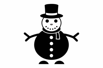 snowman silhouette line art vector illustration