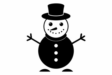 snowman silhouette line art vector illustration