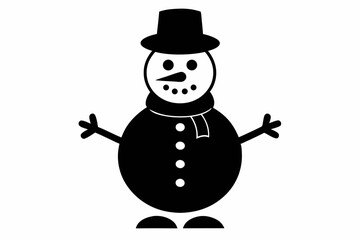 snowman silhouette line art vector illustration