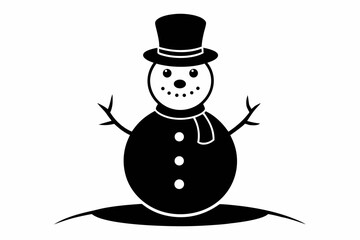 snowman silhouette line art vector illustration