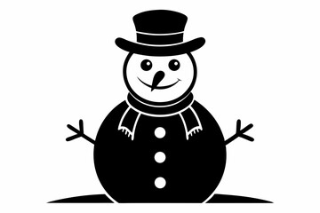 snowman silhouette line art vector illustration