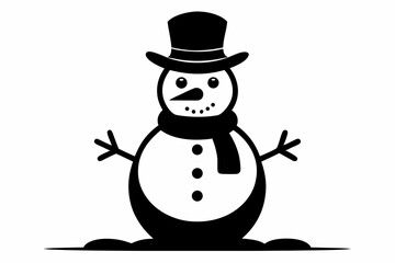snowman silhouette line art vector illustration