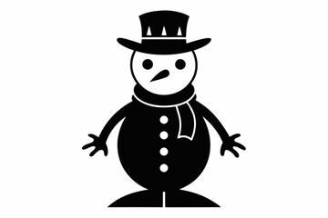 snowman silhouette line art vector illustration