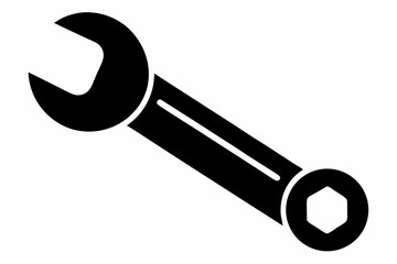 spanner silhouette line art vector illustration