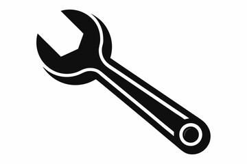 spanner silhouette line art vector illustration
