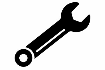 spanner silhouette line art vector illustration