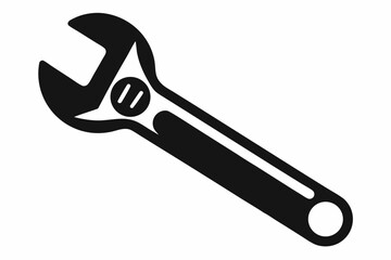 spanner silhouette line art vector illustration